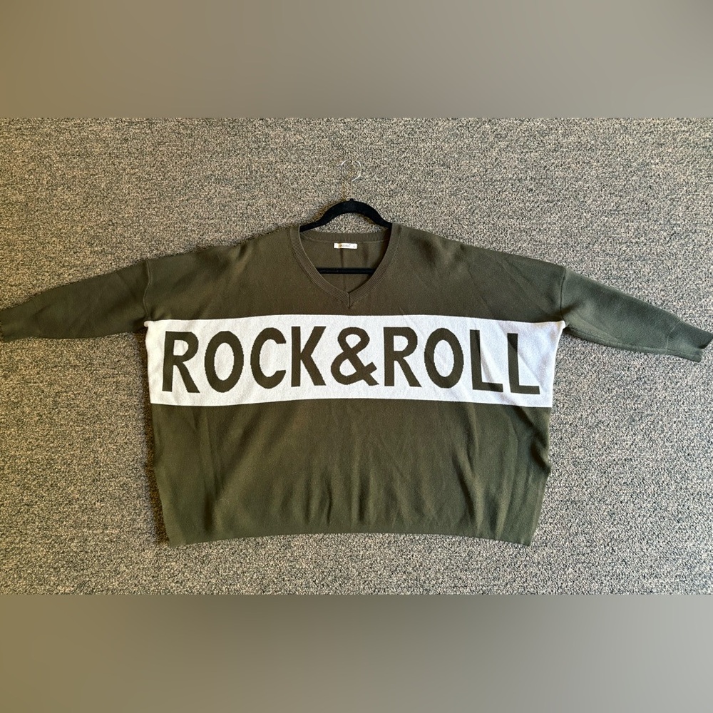 Rock & Roll Oversized Olive Green Sweater